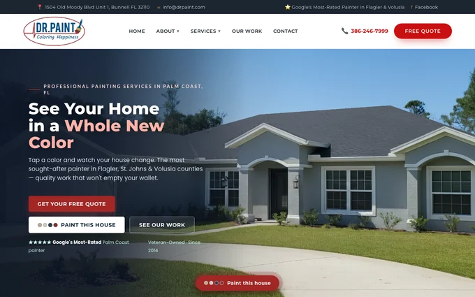 Dr. Paint website, built by Wandzilak Web Design
