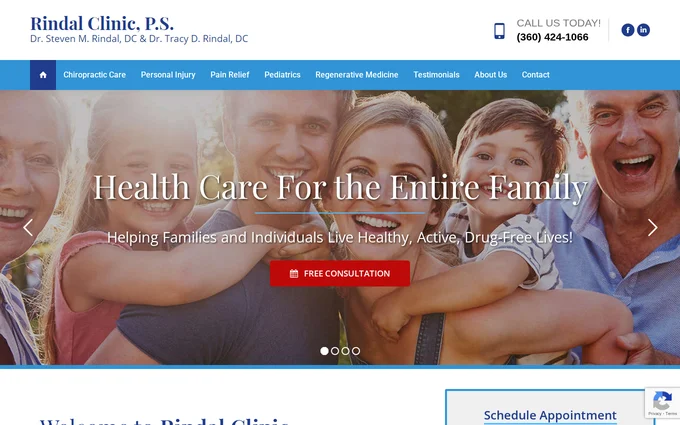 Rindal Clinic website, built by Wandzilak Web Design